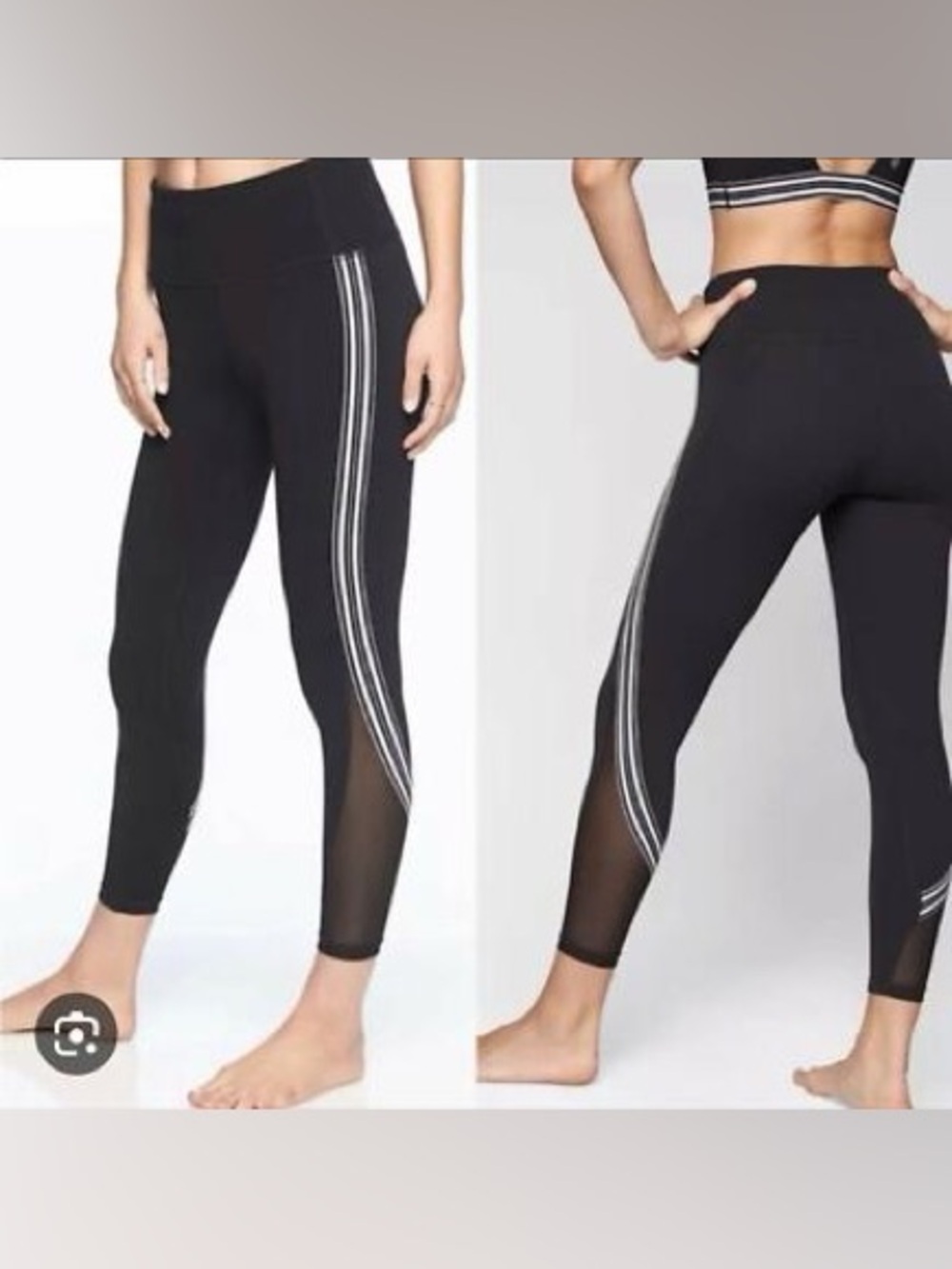 Athleta Black High-Rise Striped Side Leggings - Size XS